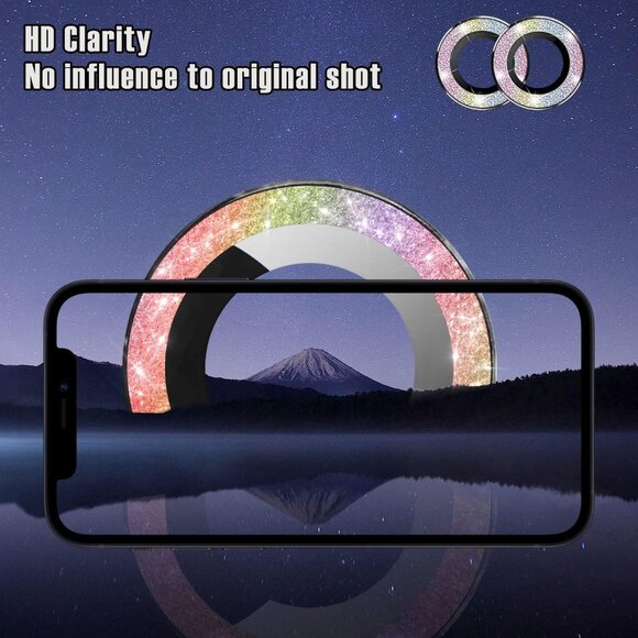 2 Camera Lens Protector for iPhone 14 HD Anti-Scratch Graphite Gray Glitter - Picture 7 of 7